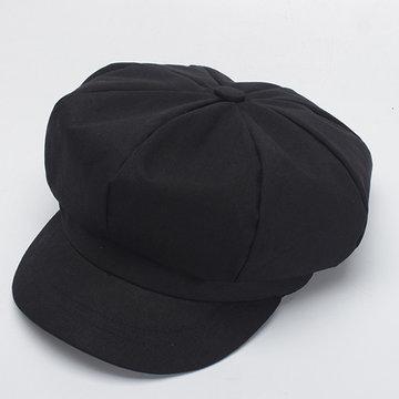 Casquette de béret en coton de couleur unie octogonale