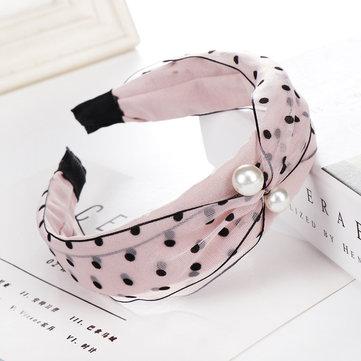 New Wave Point Bandeau Mesh Tiara Haut de gamme Boutique Perle Bandeau Simple Cross-Bimmed Cross Hair