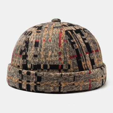 Chapeau de crâne de tissu en peluche Soft chapeaux sans couture couture à carreaux