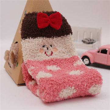 Motif de dessin animé mignon en molleton corail floues chaussettes chaussettes de plancher bonneterie