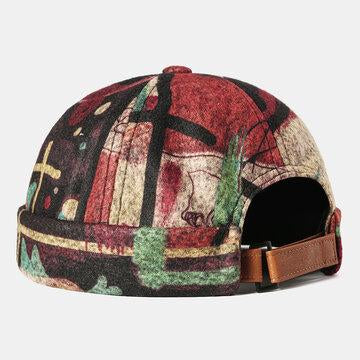 Bonnet de crâne sans motif abstrait multicolore Soft chapeau en feutre