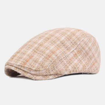 Bonnets à carreaux en coton Casquettes de visière réglables pour sports de plein air