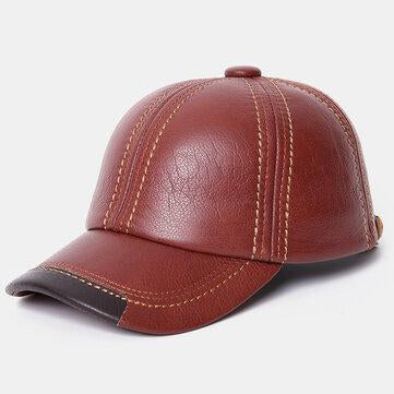 Casquette coupe-vent vintage en cuir véritable