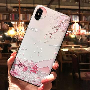 Cas de téléphone TPU style relief 3D floral chinois