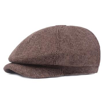 Casquette béret en coton à rayures rétro