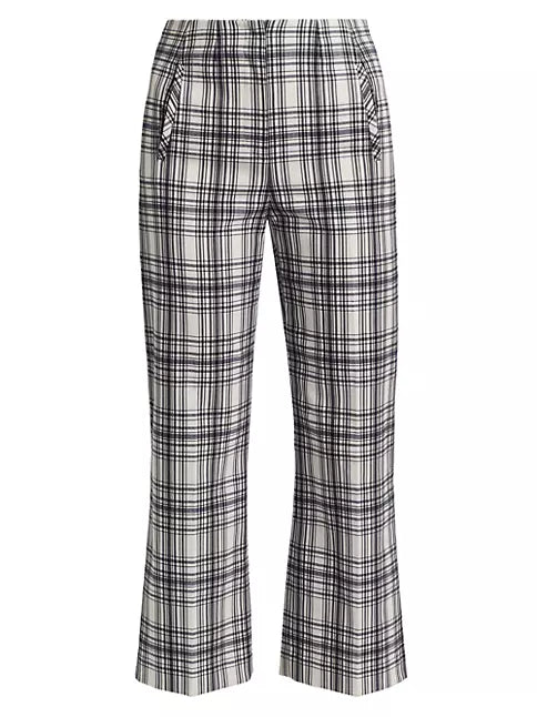 Dova Plaid Cotton-Blend Crop Pants