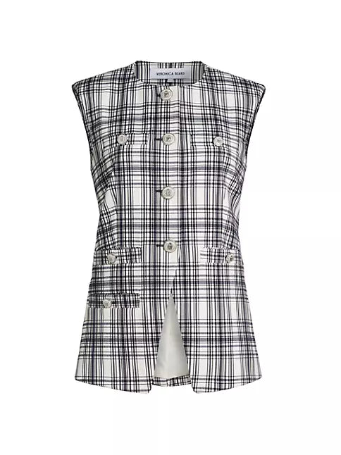 Tamara Plaid Cotton-Blend Vest