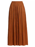 Ineze Pleated Satin Midi-Skirt