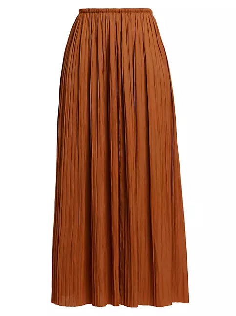 Ineze Pleated Satin Midi-Skirt