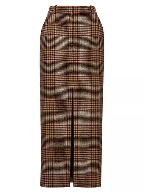 Maxine Plaid Wool Maxi Skirt