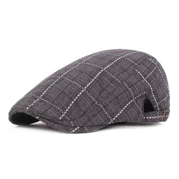 Béret Plaid chapeau rétro coton réglable béret casquette gavroche