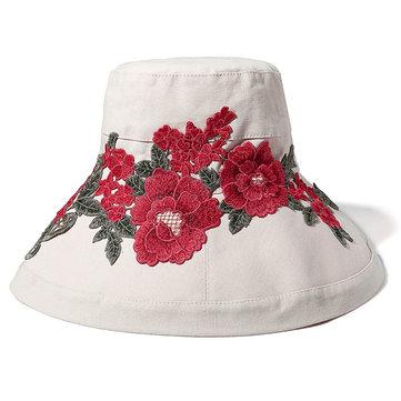 Chapeau de seau de fleurs de pivoine de broderie de style national