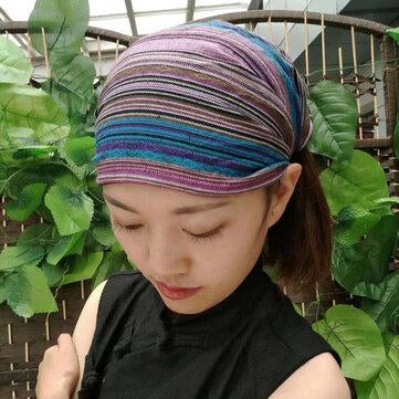 Multicolored Striped Beanie Turban Head Wrap Cap