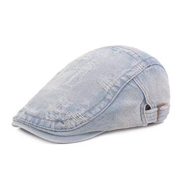 Men's washed beret cotton retro single cap