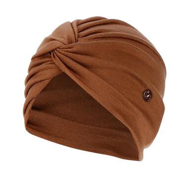 Solid Color Elastic Hat Beanie Hat Stretch Hat with Ear Buttons