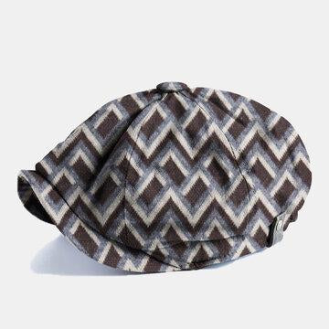 Casquette Gavroche à Motif Géométrique à Rayures