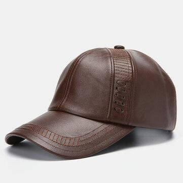 Casquette de baseball tissée vintage en cuir artificiel