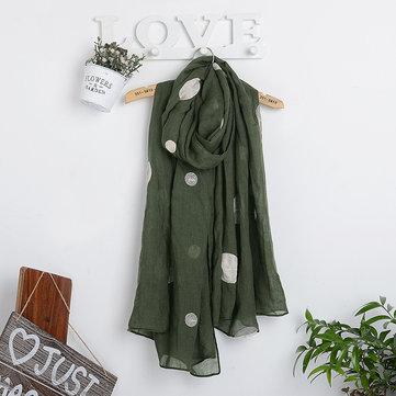 180cm long scarf with embroidery polka dots for women