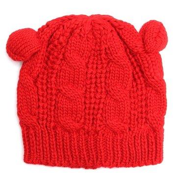 Chapeau de bonnet mignon oreille chat diable crochet crochet tricoté tresse hiver chaud bonnet