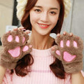 Gants de griffe de chat Gants en peluche chauds à demi-doigts