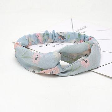 Print Headband Cross Hair Accessories Outdoor Elastic Hair Band Headband Silk Chiffon