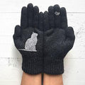 Gants chauds en laine matelassée à imprimé oiseaux et chats rembourrés