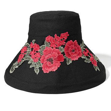 Chapeau de seau de fleurs de pivoine de broderie de style national