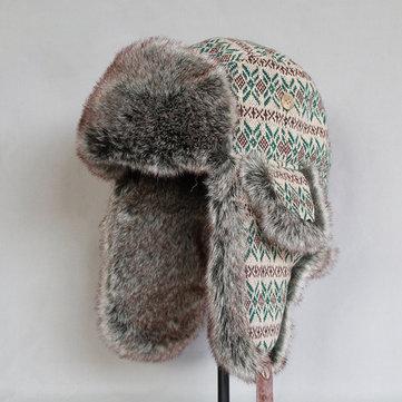 Print Trapper Hats Beanie Russian Winter
