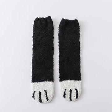 Coral Velvet Socks Chaussettes chaudes et épaisses à motif de griffes de chat
