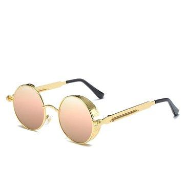 UV400 vintage steampunk sunglasses with round mirror glass