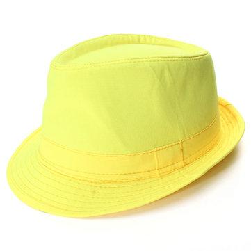 Men Women Fluorescent Jazz Hat Neon Panama Fedora Trilby Cap Cowboy Sun Beach Hat