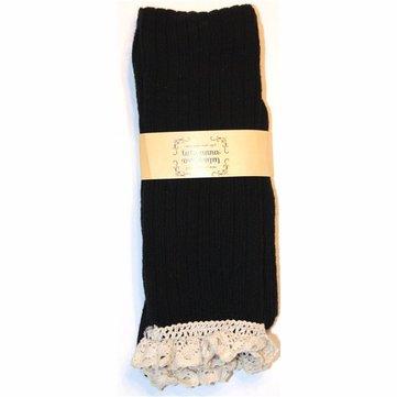 Cotton knit foot leg with crochet lace trim and cuff boots