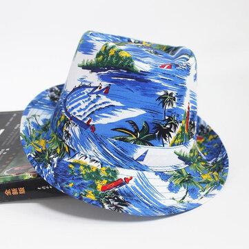 Chapeau de seau de soleil en tissu à motif de plage