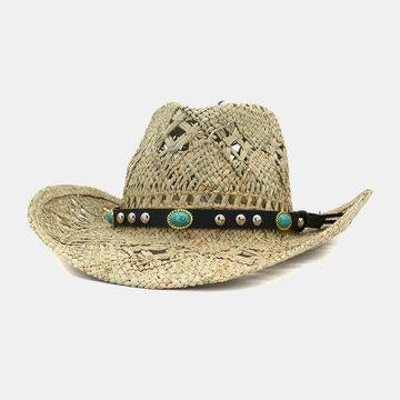 Chapeau de cowboy fait main salé chapeau de paille naturelle