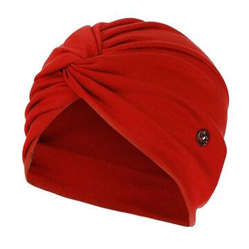 Solid Color Elastic Hat Beanie Hat Stretch Hat with Ear Buttons