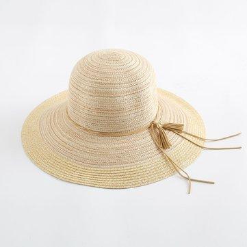Chapeau de paille tissée avec parasol