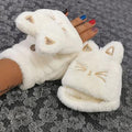 Gants de dessin animé en peluche avec motif de chat
