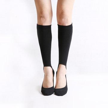 Le genou invisible respirable de coton de coton chaussette les bas élastiques hauts confortables confortables
