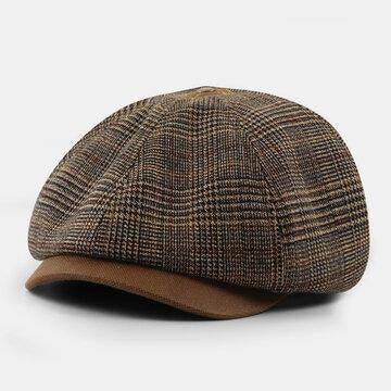 Patchwork Couleur Stitching British Style Retro Short Brim Newsboy Hat Casquettes plates