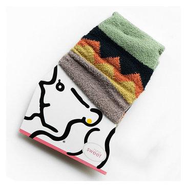 Coral Velvet Striped Harajuku Medium Tube Socks