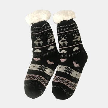 Chaussettes anti-ski en velours jacquard Chaussettes en tricot d'agneau épaississantes