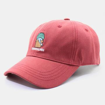 Cactus Cartoon Embroidery Baseball Cap for Men and Women