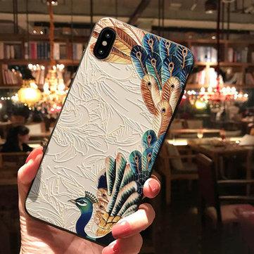 Cas de téléphone de TPU de peinture de soulagement de paon de palais