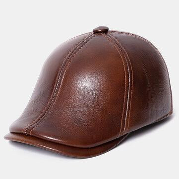 Casquette de baseball en cuir véritable vintage casquette extérieure coupe-vent