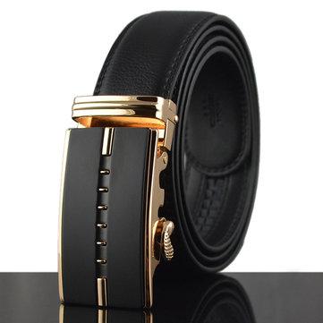 125-130CM Men Genuine Leather Business Belt Second Layer Leather Strap With Automatic Buckle