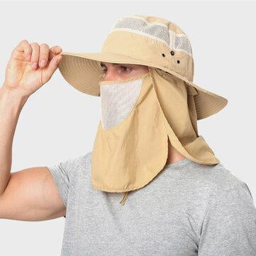 Chapeau de pêche amovible anti-moustique Crème solaire Chapeau de pêcheur
