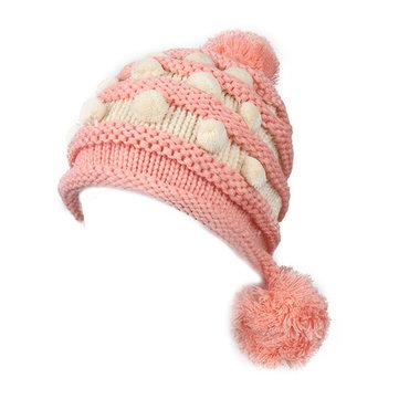 Crochet knitted hat with big ball cap