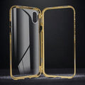Étui de téléphone pour iPhone avec cadre en verre transparent et métal à cadre unique