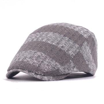 Béret unisexe tricoté ajustable à rayures newsboy chapeau cabbie