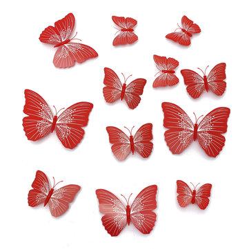 12 PCS 3D Papillon Art Design Autocollants Stickers Muraux Home Decor Chambre Décorations De Fête De Mariage